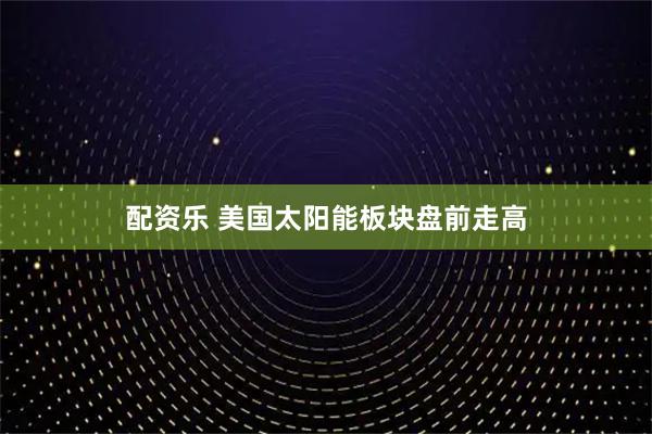 配资乐 美国太阳能板块盘前走高